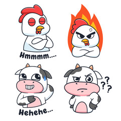 Vector Cute Animal Character Collection Emotes Element Collection Isolated