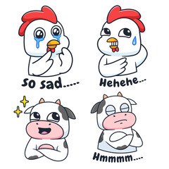 Vector Cute Animal Character Collection Emotes Element Collection Isolated