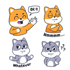 Vector Cute Animal Character Collection Emotes Element Collection Isolated
