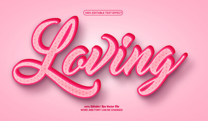 Loving fully editable 3d premium vector text effect