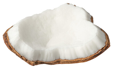 Fresh coconut meat isolated on white background.