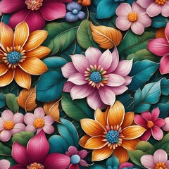 Fototapeta na wymiar flower pattern fabric style