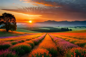 sunset over the field