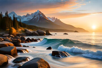 sunset in the mountains