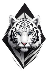 minimalist white tiger logo of purity and courage