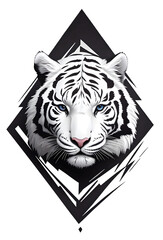 minimalist white tiger logo of purity and courage