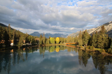 reflections in the bow river, Banff National Park, Alberta