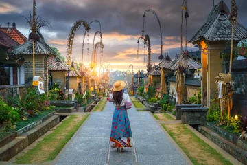 Tuinposter Penglipuran Village in Bali, Indonesia old village The cleanest village in the world Traditional buildings are exquisite and beautiful. Live a traditional life © munduuk
