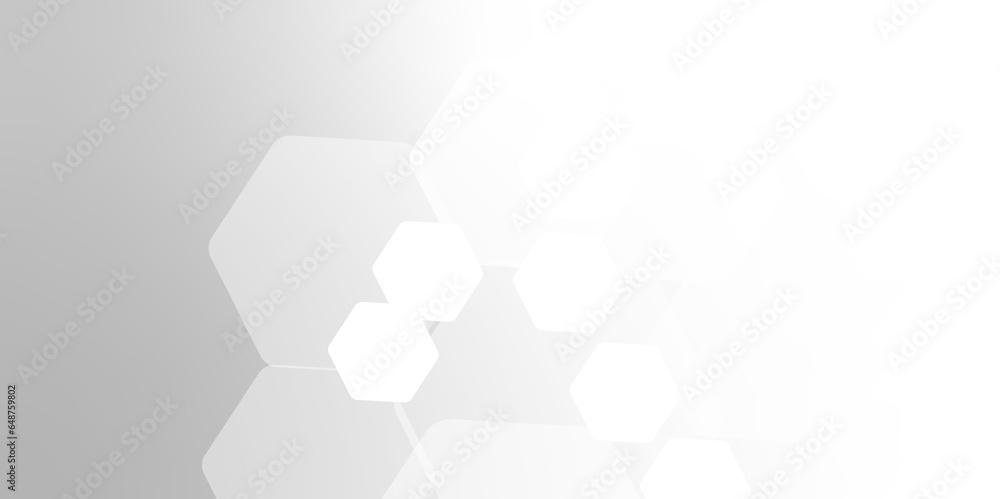 Aufkleber abstract trendy technology of gradient white and gray hexagonal element pattern artwork design backg