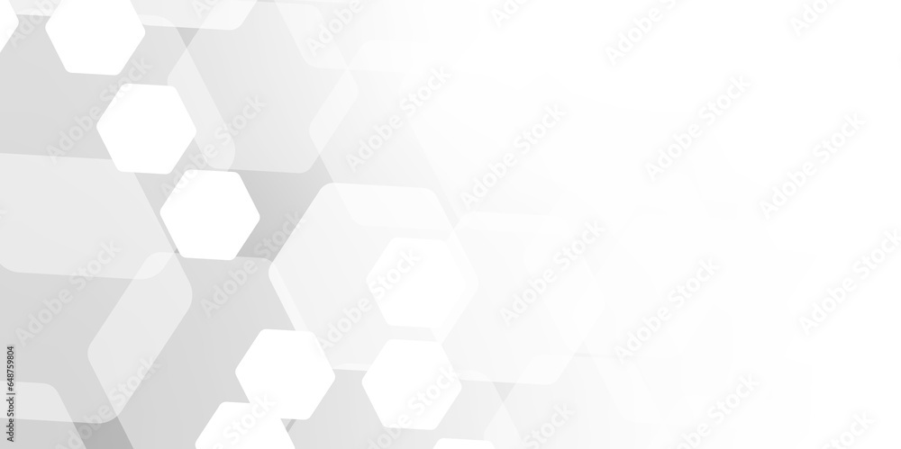 Aufkleber abstract trendy technology of gradient white and gray hexagonal element pattern artwork design backg