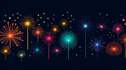 Fototapeta na wymiar Colorful fireworks on dark sky, celebration and happy new year concept abstract background illustration.