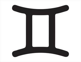 Gemini zodiac symbol silhouette vector art white background