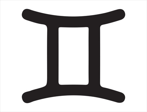 Gemini zodiac symbol silhouette vector art white background