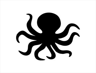 Octopus silhouette vector art white background