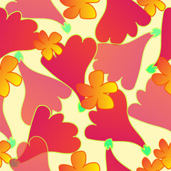 Fototapeta na wymiar Pink and Yellow Flower Pattern, Tile