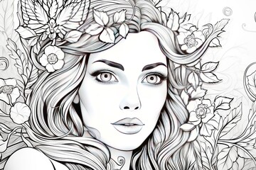 Coloring pages: Printable or digital illustrations designed for coloring with a variety of colors,Generated with AI
