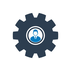 Business Administrator Icon. With Businessman and Gear Symbols. Editable Flat Vector Illustration.