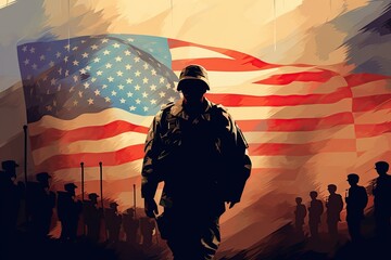 Veterans Day  is observed on November 11th each year to honor and celebrate military veterans United States Armed Forces.Generated with AI - obrazy, fototapety, plakaty