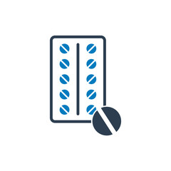 Pill Package Icon. Editable Flat Vector Illustration.
