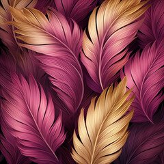 feathers seamless pattern,pink and golden feather pattern, texture 