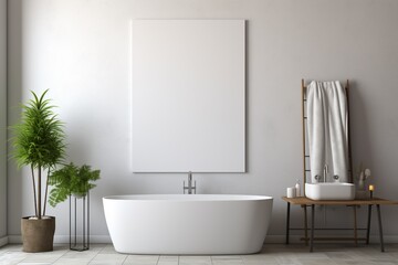 Fototapeta premium Modern Aesthetic Bathroom Interior Design Created with Generative AI