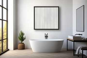 Modern Aesthetic Bathroom Interior Design Created with Generative AI
