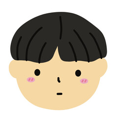Young Asian Man Black Hair Face Head Cartoon illustration Portrait illustration Profile illustration
