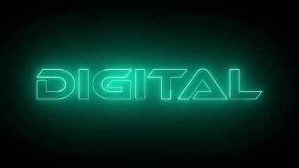 Cyan color neon digital icon isolated on black background.