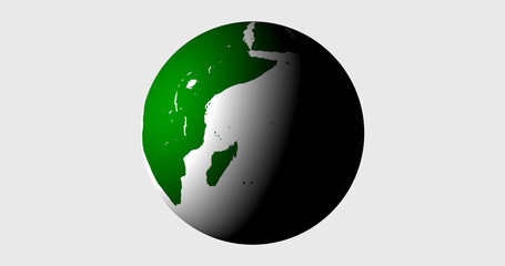 Cartoon earth globe isolate on white background. Fake 3D earth globe 4k resolution.