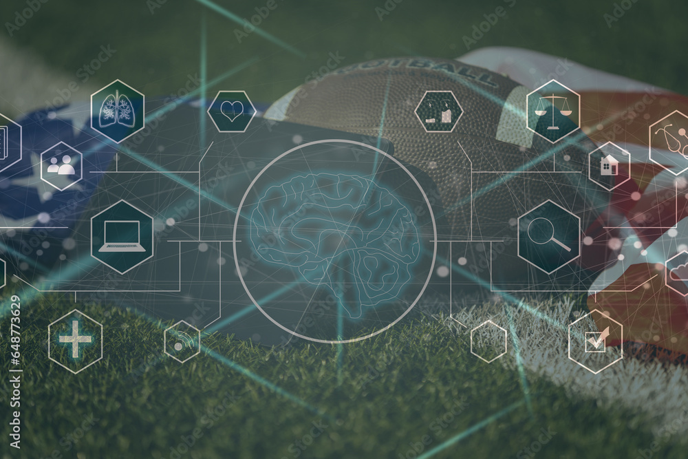 Poster artificial intelligence service business web computing iot integration concept. ai gear icon on disp