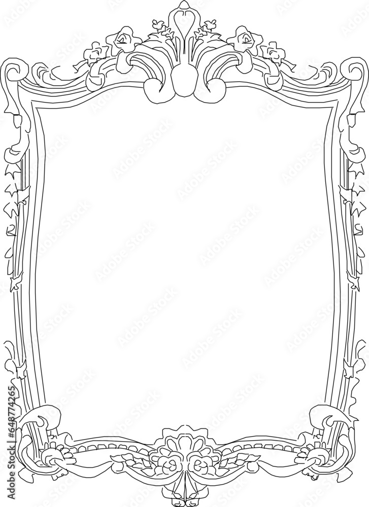 Wall mural vector sketch illustration of the architectural design of a mirror glass frame with classical greek 