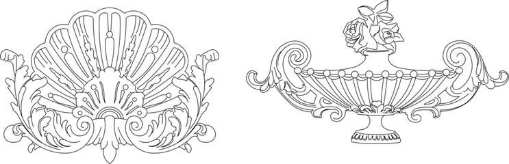 Vector sketch illustration of floral classic logo icon ornament design for completeness of the image