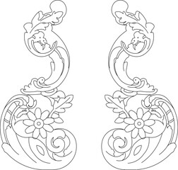Vector sketch illustration of floral classic logo icon ornament design for completeness of the image