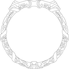 Vector sketch illustration of the architectural design of a mirror glass frame with classical Greek Roman ornaments