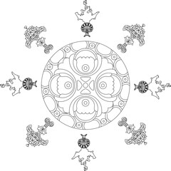 Vector sketch illustration of classic floral ornament design for completeness of the image