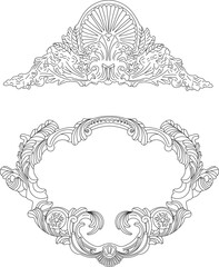 Vector sketch illustration of floral classic logo icon ornament design for completeness of the image
