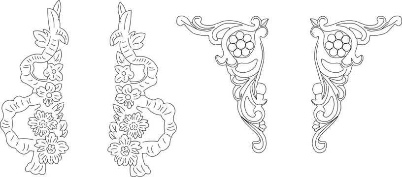 Vector sketch illustration of classic floral ornament design for completeness of the image