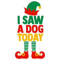 Fototapeta premium I Saw A Dog Today - Christmas Elf Illustration