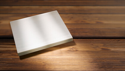 Fototapeta premium blank notebook on wooden background, Rustic Charm: Wooden Backdrop for Photography and Decor