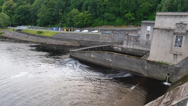 A view down the River Tummel from Pitlochry dam and fish ladder, Scotland