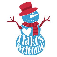 Flakes Welcome - Christmas Snowman Illustration