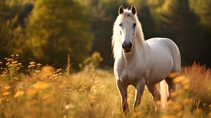 Obraz na płótnie Canvas AI generated horse in the field
