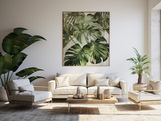 Modern living room minimalist with plant