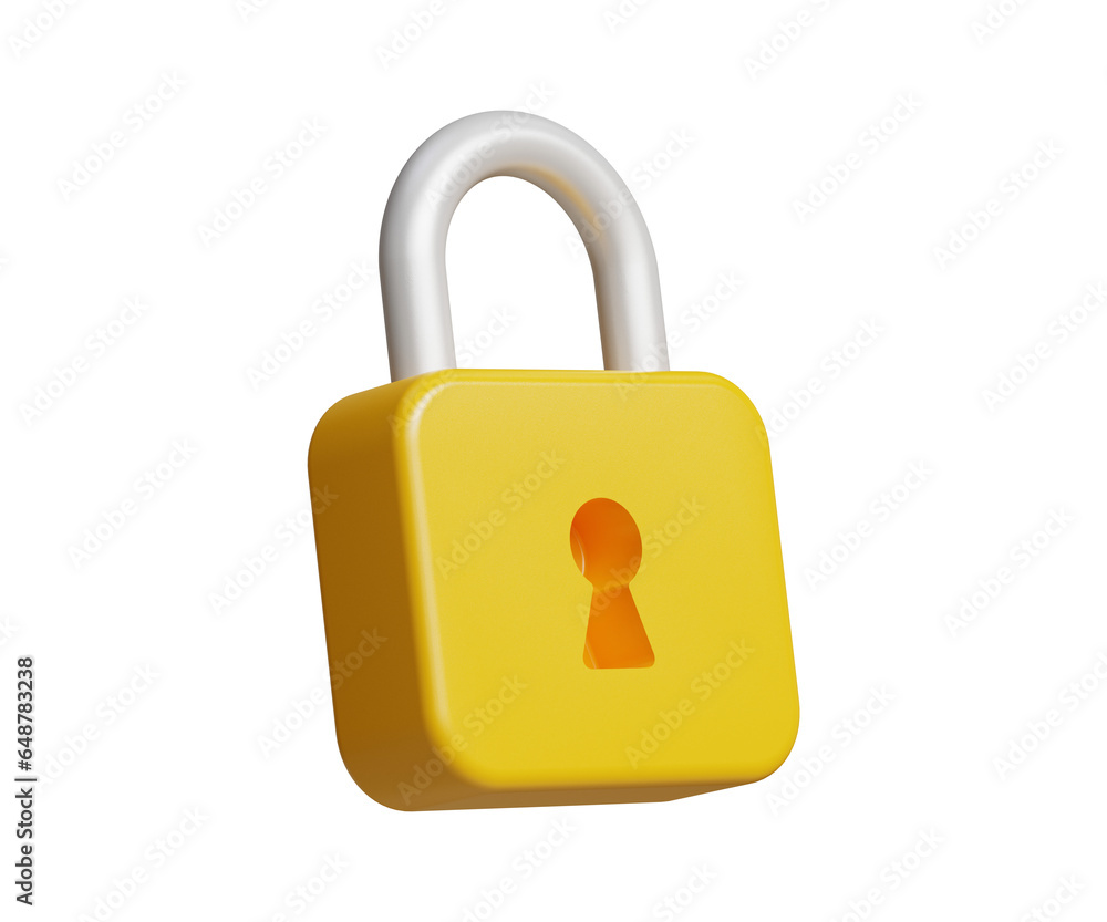 Poster 3d realistic padlock icon. cyber security internet and networking concept. 3d illustration