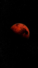 realistic planet mars with stars. photo realistic 3d planet.