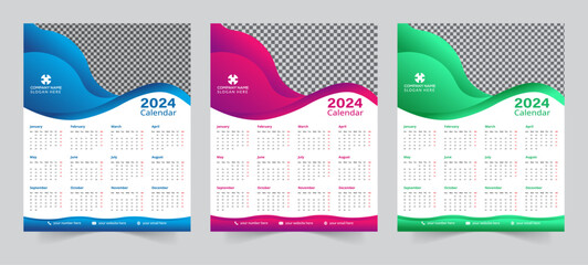 creative modern print ready one page 12th month 2024 wall calender design