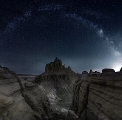 the Milky Way over the canyon. Kazakhstan