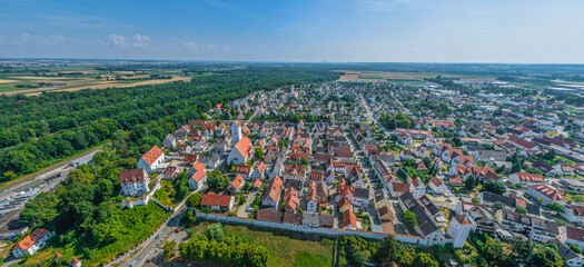 Ausblick auf die Stadt Leipheim in der schwäbischen Region Donau-Iller