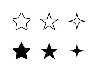 Stars flat line icons set