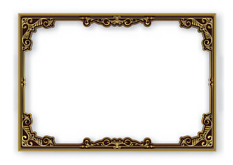 Gold photo frame with corner Thailand line floral for picture, Vector design decoration